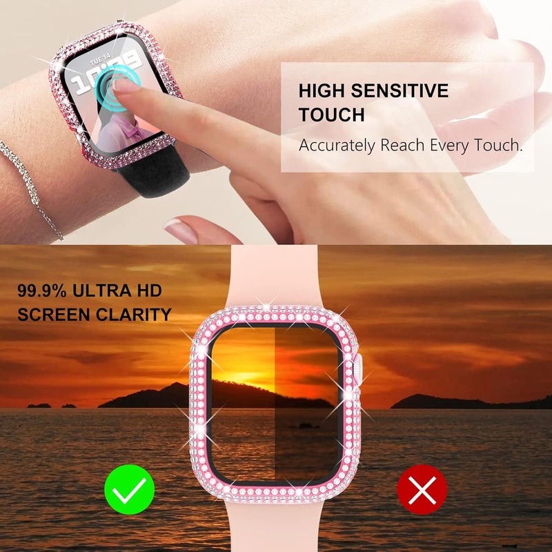 WINGLE 6 Pack for Apple Watch Case 42mm Series 3 2 1 with Screen Protector, Over 200 Bling Crystal Diamond Apple Watch Face Cover Bumper with Tempered Glass Protector for Women iWatch 3 2 1 42 mm - Image 4